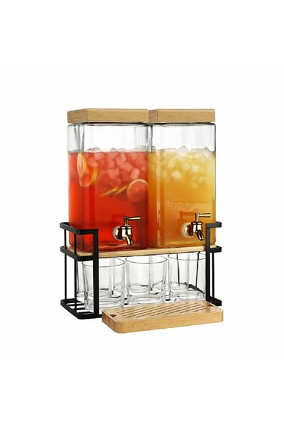 Bien Servi 8-Piece High Quality Glass Dispenser with Iron Base