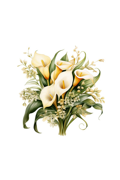 INOVATIX Set de 8 bucăți, autocolant Buchet de crini galbeni, INOVATIX®. 6 cm