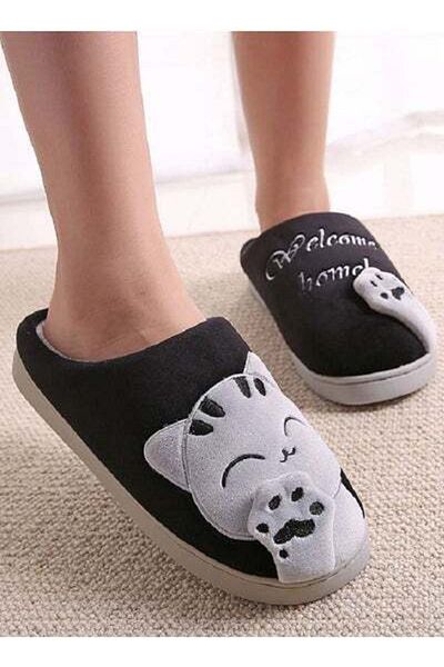 HALAMODO Winter Warm Comfortable Anti-Slip Slide Black/Grey for Men Women
