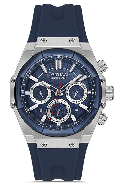 Ferrucci Men's Steel Case Sports Wristwatch Silicone Cord Internal Functions ...