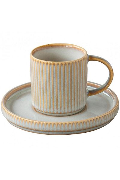 EasyLife Domus Glaze Coating Ceramic Cup and Saucer Set Beige 110ml