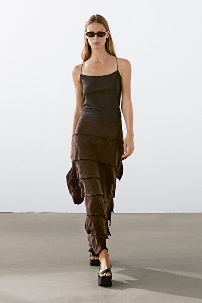 Massimo Dutti Fırfırlı midi etek