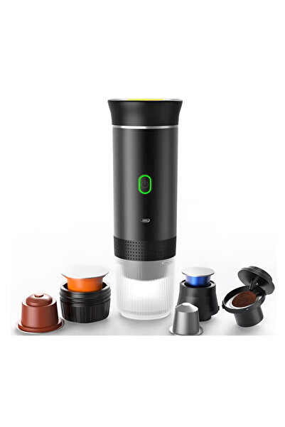 Razo Espressor Portabil compatibil cu capsule Nespresso, capsule Dolce Gusto, Cafea macinata,Negru