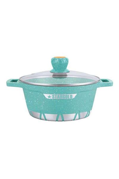 Generic Stargold 10-piece Nonstick Granite Cookware Set – Green Non-stick Pots With Glass Lids