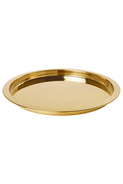 rexa Brass-Colour Decorative Tray – 38 cm, Elegant Metallic Finish