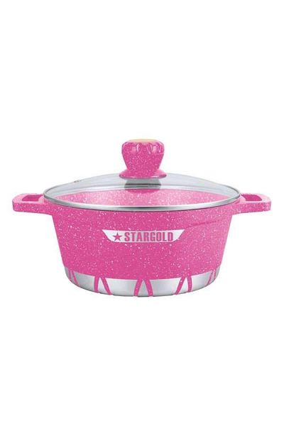 Generic Stargold 10-piece Nonstick Granite Cookware Set – Rose Red Non-stick Pot Set With Lids
