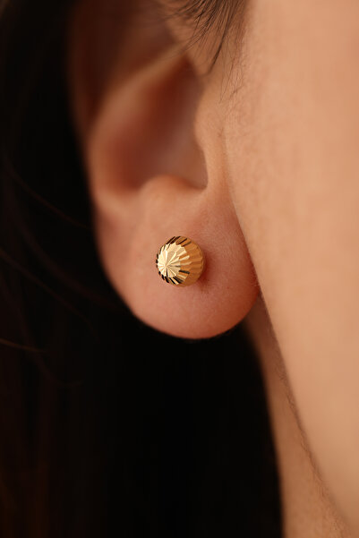 YAVUZ KUYUMCULUK 14 Ayar Altın Kalemli Top Küpe