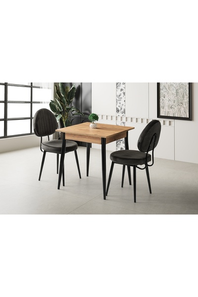 Vivense MENDEL MASA VE BEAD SANDALYE TAKIMI, ATLANTİK ÇAM, 70x70