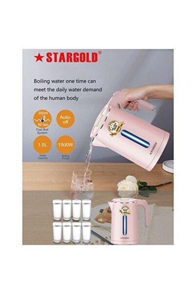 Generic Stargold 1.5l Electric Kettle With 1500w Power, Auto Shut-off, Stainless Steel And 360° Swivel Base