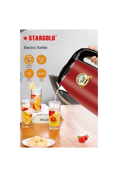 Generic Stargold 1.8l Electric Kettle With 1500w Power, Auto Shut-off,stainless Steel And Cool Touch Surface