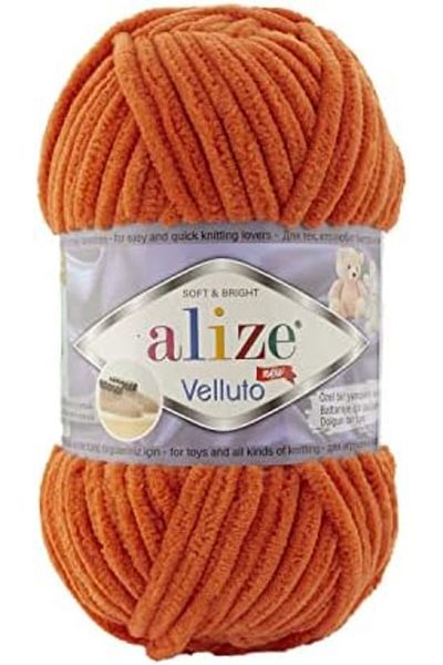 Alize Velluto Hand Knitting Yarn 1PC (Color Orange no. 06)