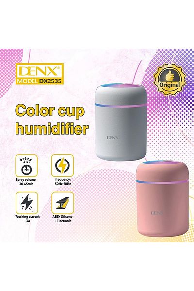 Denx مرطب هواء محمول للمنزل والسيارة بإضاءات ملونة من دينكس DX2535