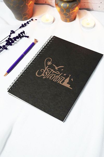 markcat A5 Istanbul Themed Black Kraft Cover Unlined Notebook (120 Sheets) 15X21 cm - School Notebook