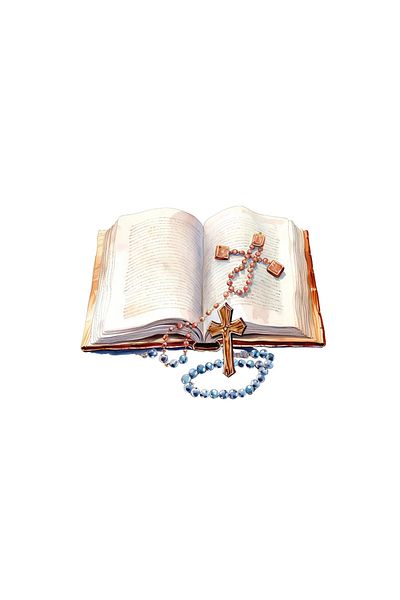 INOVATIX Set of 8 pieces, Bible sticker with cross and rosary, INOVATIX®. 6 cm