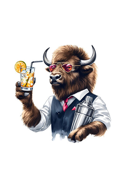 INOVATIX Set de 8 piese, autocolant Bison Barman, INOVATIX®. 6 cm