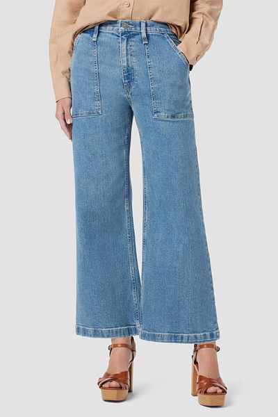 Hudson JODIE JEANS CROP CU PICIOARE LARGE ȘI BUZUNARE CU PATCH-URI - HUDSON - 27, ALBASTRU