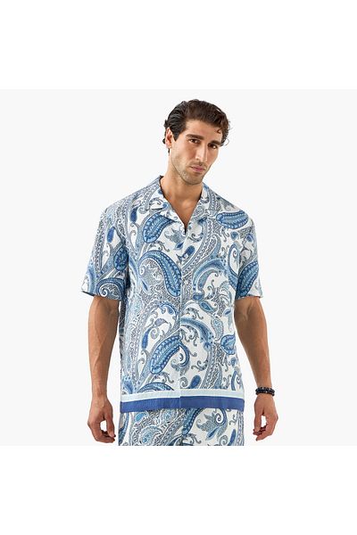Iconic Regular Fit Paisley Print Collared Shirt