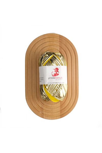 Prestij Boncuk Premium Leather Look Metallic Combed Cotton Thread Bag and Hobby Knitting Thread Light Gold