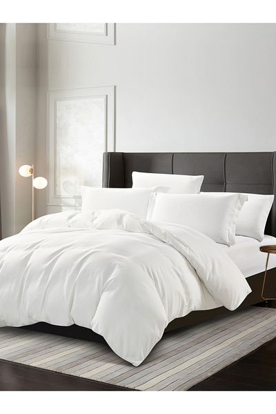 Donetella 6-Piece Hotel Striped Duvet Cover Set, King Size 260x240 cm, Microfiber, Without Filler