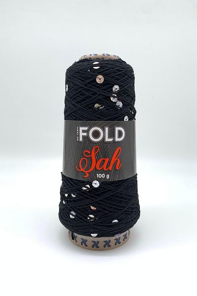 BD fold yarn Shah - 115g Black/Silver Sequin Yarn 100 Gr 265 Mt