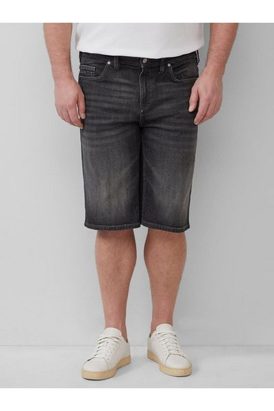 s.Oliver Big Sizes Men's Big Size Denim Shorts, Casby With Mid-rise Waist And Relaxed Fit, Dark Grey
