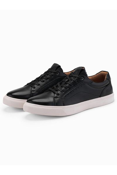 OMBRE Herren Leder Sneaker Schuhe - schwarz V2 OM-FOCS-0179 40