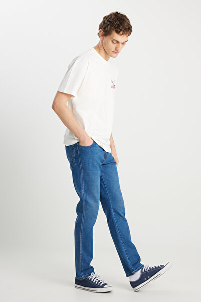 WRANGLER Texas Slim Fit Dar Kesim Normal Bel Dar Paça Açık Mavi Pamuklu Esnek...