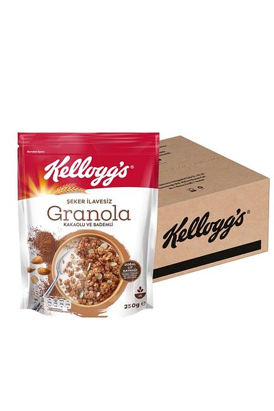 Kellogg's Granola with Cocoa and Almonds Without Added Sugar 250X10, Contains 43% Oats, Fiber Source