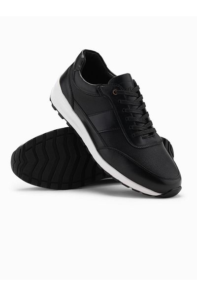 OMBRE Sportliche Herren-Sneakers aus Leder - schwarz V2 OM-FOSL-0181 42