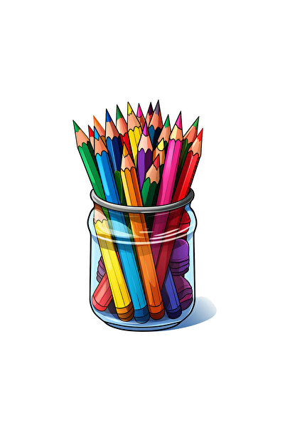 INOVATIX Set de 8 bucăți, Borcan autocolant cu creioane colorate, INOVATIX®. 6 cm