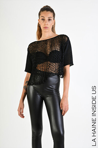 La Haine Inside Us TRICOU FINEZZA ASIMETRIC CROP - LA HAINE INSIDE US - NEGRU...