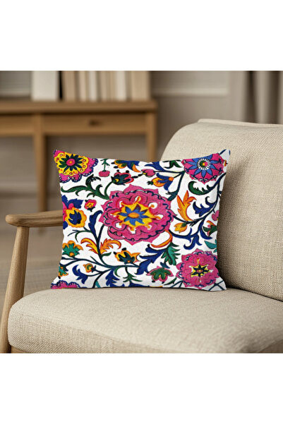 TURKISHRUG KINGDOM غطاء وسادة مربع بتأثير منسوج يدويًا ومطبوع رقميًا