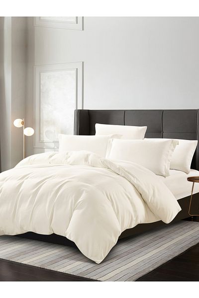 Donetella 6-Piece Hotel Striped Duvet Cover Set, King Size 260x240 cm, Microfiber, Without Filler