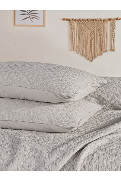 BED LİNE Cambridge Bedspread Set Double Light Gray Boxed