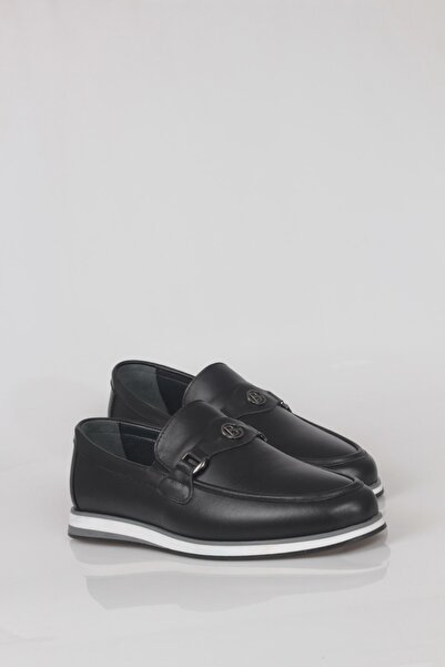 ayakkabiyolla حذاء كاجوال رجالي من جلد نابا الأصلي باللون الأسود