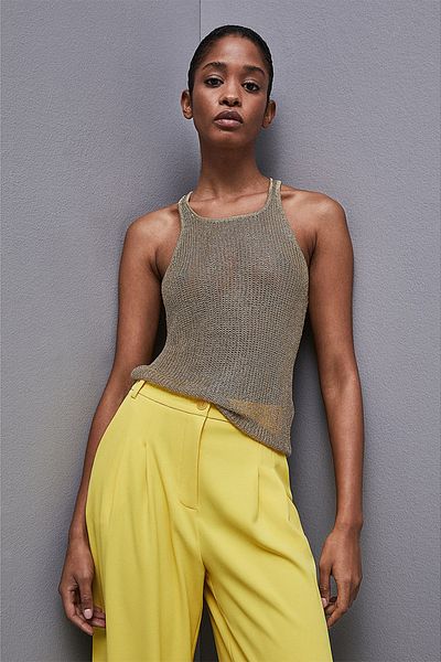 Patrizia Pepe TOP MESH METAL - PATRIZIA PEPE - GOLD, L