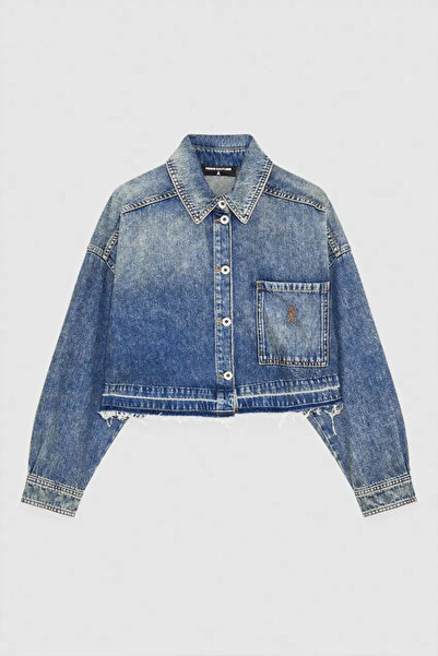 Patrizia Pepe JACHETA CROP DENIM - PATRIZIA PEPE - 40, ALBASTRU