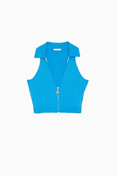 Patrizia Pepe TEXTURED TOP - PATRIZIA PEPE - BLUE, L