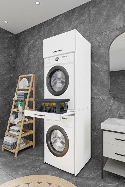 One Art Home Vera Çekmeceli Çamaşır ve Kurutma Makinesi Dolabı