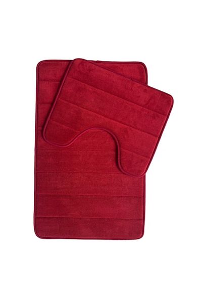 OPTIM DEKO Set 2 covoare de baie, spumă cu memorie, 80x50 și 50x40cm, roșu/vișiniu ®OPTIMDEKO