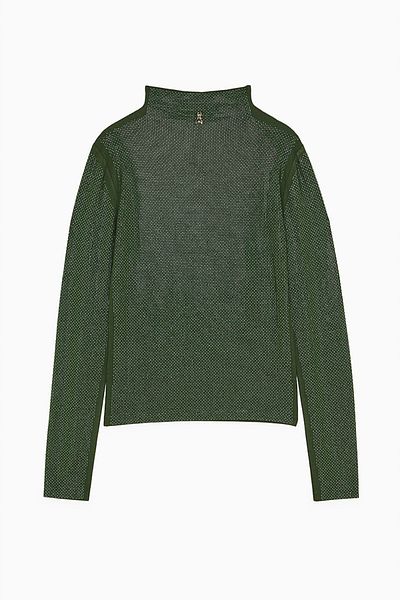 Patrizia Pepe BLUZA DIN JERSEY CU STRASURI - PATRIZIA PEPE - VERDE ÎNCHIS, XS/S