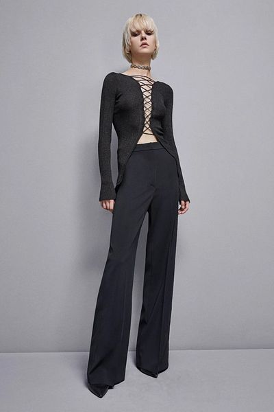 Patrizia Pepe Essential Palazzo Pants - - 46, Black