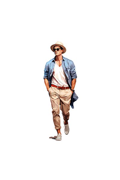 INOVATIX Set of 8 pieces, Sticker Man with beige summer pants and blue jacket, INOVATIX®. 6 cm