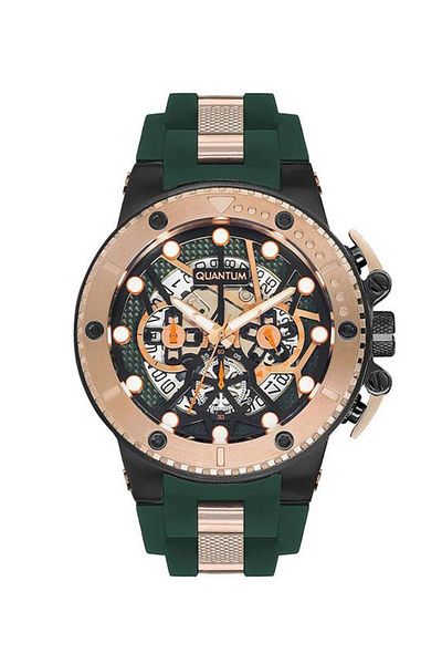 Quantum QUANTUM HNG535.857 Men Chronograph Display Watch & Silicone Strap Black
