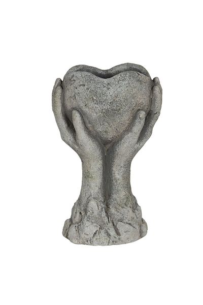 Clayre & Eef Ghiveci ceramic gri inimă 19 cm x 13 cm x 34 h