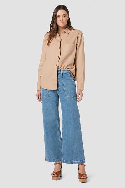 Hudson JODIE JEANS CROP CU PICIOARE LARGE ȘI BUZUNARE CU PATCH-URI - HUDSON - 27, ALBASTRU