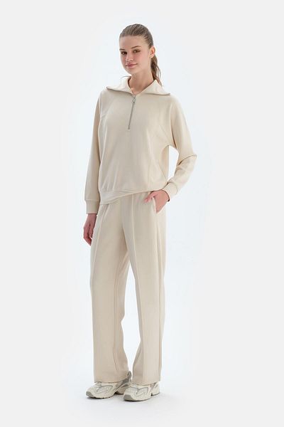 Dagi Ecru Women's Ribbed Modal Sweatpants