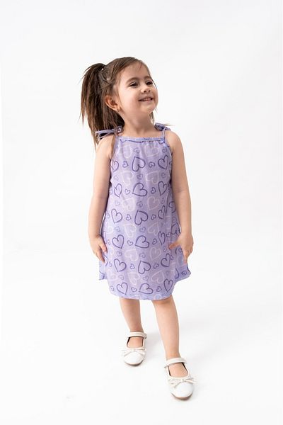Burliva Yazlik Girl's Printed Dress with Rope Strap