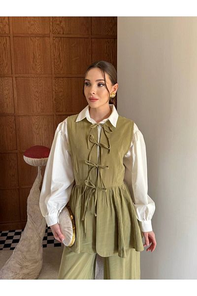 Molly Nelly Women's Summer Vest Pants Tie Suit
