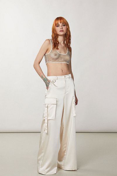 Patrizia Pepe TOP CROPPED CU STRASURI - PATRIZIA PEPE - ALB, M